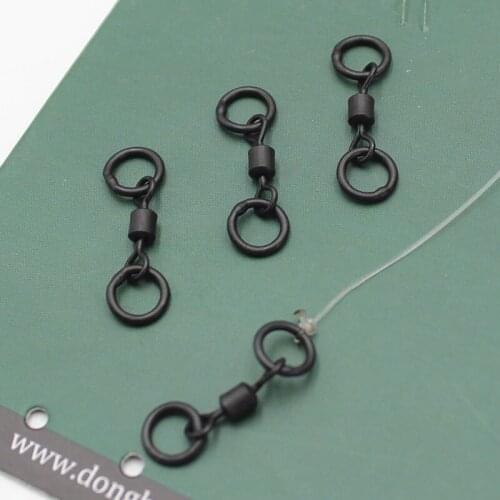 20PCS Carp Fishing Accessories High Carbon Steel Double Swivel Rig Rings Ball Bearing Rolling Swivel Size 11 Clip Swivel Rigs