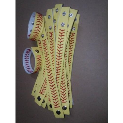 2017 Leather yellow Softball/white Baseball Bracelet