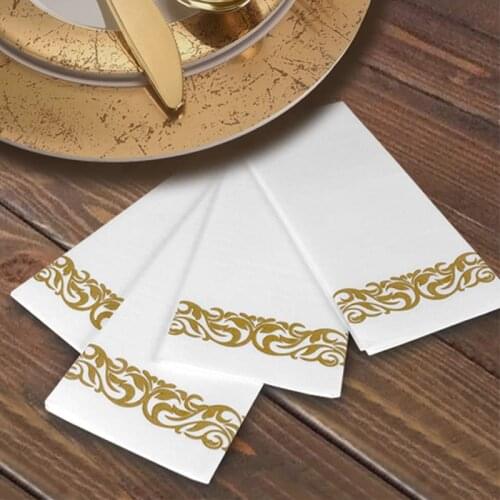 25pcs Disposable Hand Towels Napkin Gold Wedding Party Foil Pape Rose Gold Silver TissueVBirthday Event Supplies Tool 30x43cm