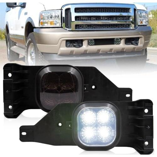 2x LED Fog Light Smoke Lens For Ford F250 F350 F450 F550 2005-2007 Excursion 05-up Super Duty Led Driving Lamp