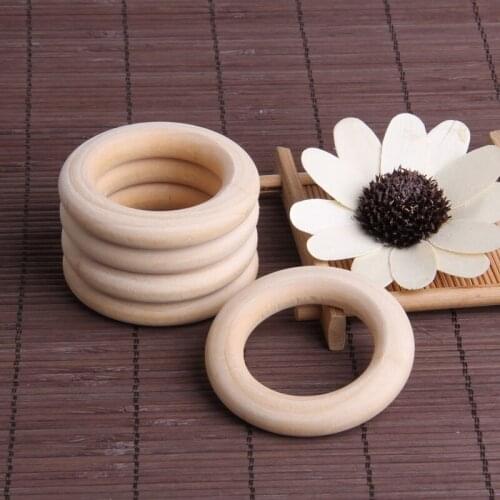 2021 New 5Pcs 25mm~125mm Beech Wooden Baby Teething Rings Wooden Baby Teethers Accessories For Baby Necklace Bracelet Making