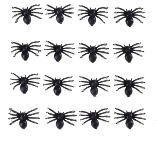 50pcs 2cm Halloween Fake Spider Toys Decorative Spiders Small Black Plastic Novelty Funny Joke Prank Realistic Props