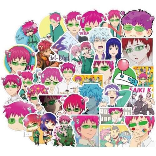 50PCS The Disastrous Life of Saiki K Anime Stickers For Child DIY Stationery Skateboard Laptop Guitar Saiki Kusuo Sticker Toy