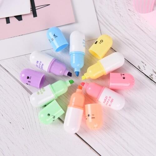 6 pcs/set Cute face Graffiti marker pen Mini Pill shaped highlighter pens Korean stationery school office supplies