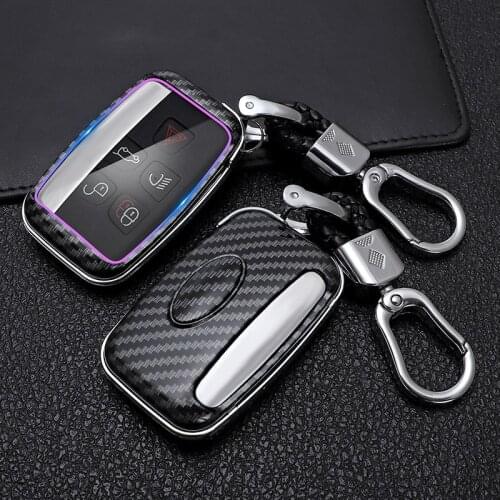 Carbon Fiber Car Remote Key Case Cover Holder For Land Rover Range Rover Sport Evoque Freelander For Jaguar XF XJ XE XJL XF