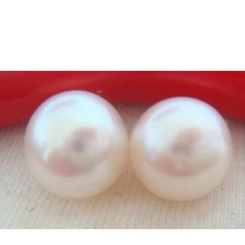 Free Shipping elegant 10-11mm natural Australian south sea white loose pearl earrings