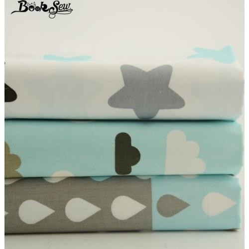 Booksew Weather and Star Style Patterns Various Sizes 100% Cotton Fabric 3pcs Pre-cutting Pieces Bundle Bedding Sheet Tecido