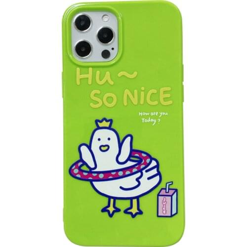Candy Green Hula Hoop Duck Case for iPhone 12 Pro Max Back Phone Cover for 12 Mini 11 Pro Max X XS XR 8 7 Plus SE 2020 Capa