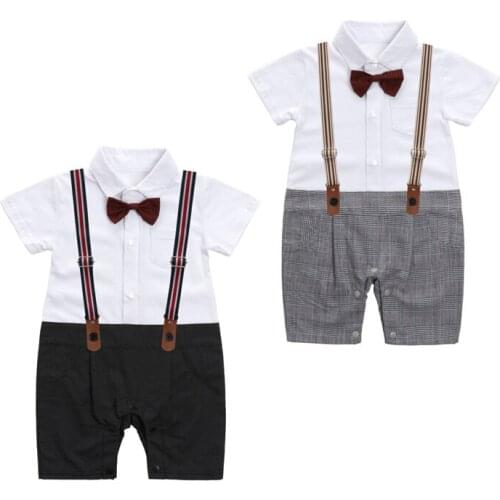 Baby Rompers Summer Baby Boy Clothing Sets Roupa Bebes Gentleman Newborn Baby Clothes Short Sleeve Infant Boys Jumpsuits