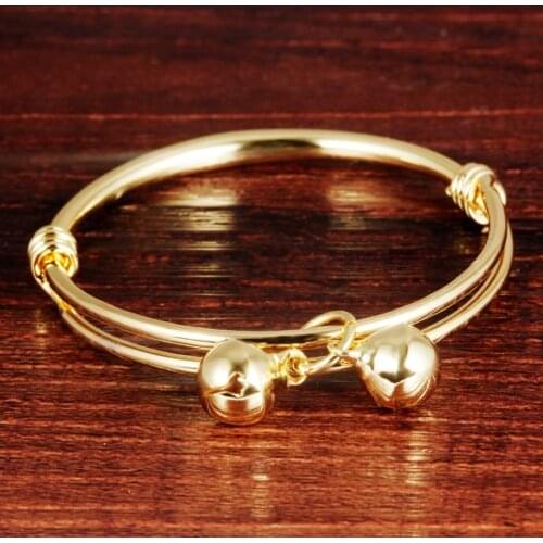 Children Gift Yellow Gold Filled Expendable Baby Bangle Gift Dia 50mm