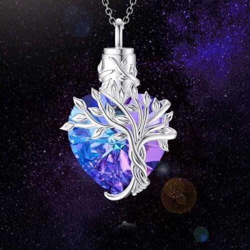 Tree Of Life Cremation Urn Pendant Necklace For Ashes Memorial Jewelry For Pet/Human
