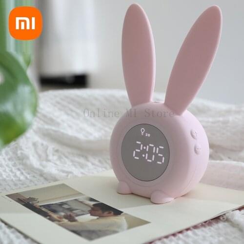Xiaomi Electronic LED Display Bunny Baby Sleep Training Rabbit Digital Alarm Clock Night Light Sleep Training Clock