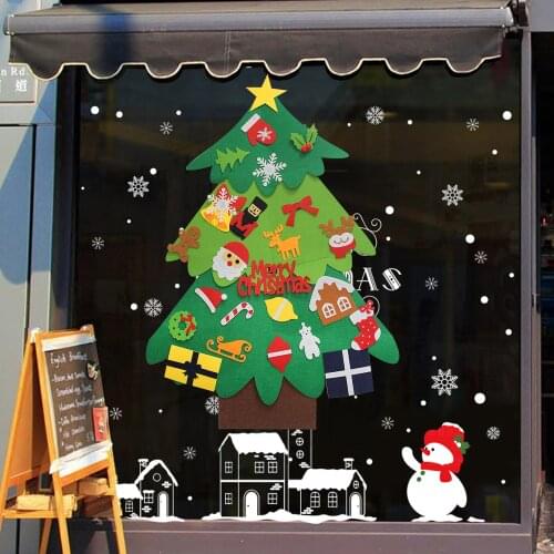 Behogar DIY Felt Christmas Xmas Tree with 26-Ornaments Hook Rope for Kids Children Gifts Wall Hanging Christmas Party Decor