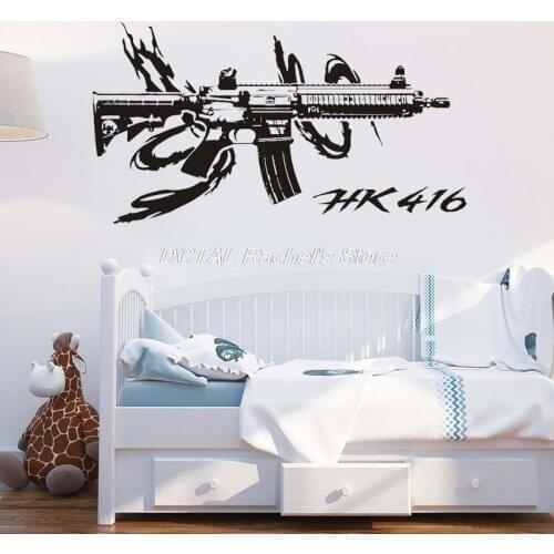 HK416 Wall Sticker Heckler & Koch Assault Rifle Decal German Army Vinyl Sticker Murals For Room Decoration