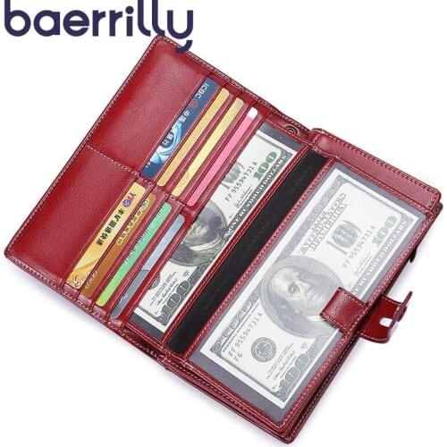 Genuine Leather Wallet Women Wallet Long Coin Purse Zipper Card Holder Money Pocket Female Clutch Bags Womens Wallets And Purses