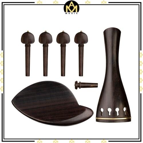 Ebony Tailpiece Violin Accessories Set W/ Tailpiece+Chin Rest+ Endpin+4 Tuning Pegs Violin Repairing Parts