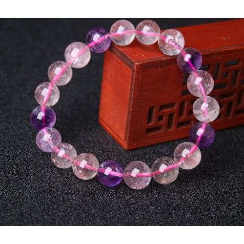 Natural Stone Super Seven Crystal Quartz Round Bead Elastic Bracelet Reiki Gem Chakra Power Stone Jewelry for Women and Men