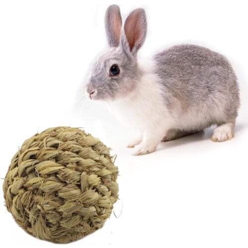 NHBR Pet Chew Toy Natural Grass Ball with Bell for Rabbit Hamster Guinea Pig Tooth Cleaning
