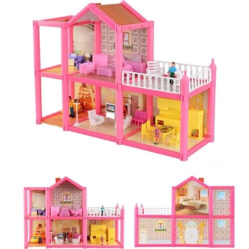 New DIY Family Doll House Dolls Accessories Toy With Miniature Furniture Garage DIY Doll House Toys For Girls Birthday Gift 2021