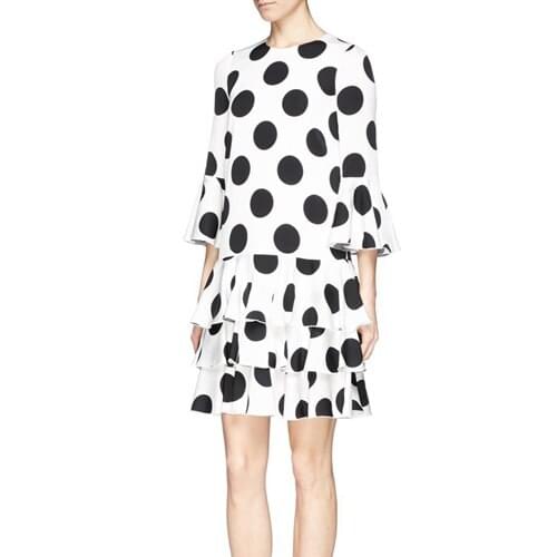 Customize Women Cute Short Polk Dot Print Chiffon Dress Ladies Runway Ruffles Cake Dresses Vestido Female Plus Size 3XS-10XL