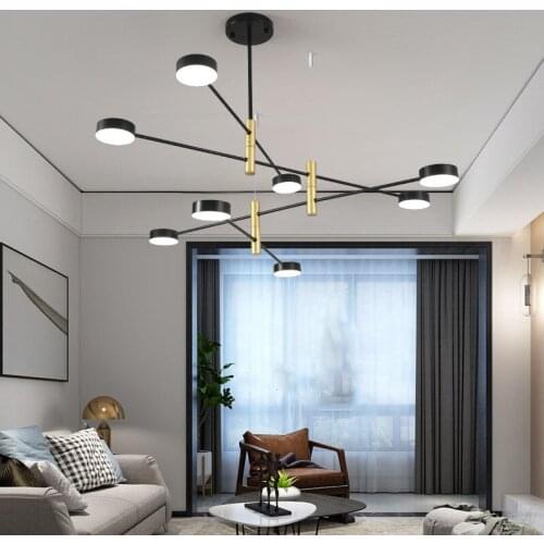 Nordic Simple Led Chandelier With Round Gold Lampshade 3 Lights Dimmable Hanging Lights for Living Room Restaurant