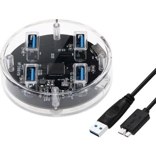 Transparent USB Splitter 3.0 HUB 4 ports high speed with power charging interface for Windows Mac Linux laptop desktop PC