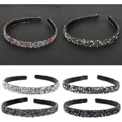 Simulated Crystal Pearl Rhinestones Luxury Hair Accessories Sparkly White Women Headbands Headdress Bands Hairbands Hair Pa D9C4