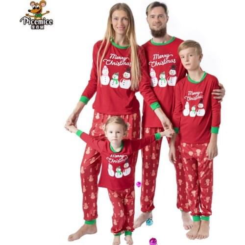 Family Matching Outfits Christmas Snowman Men Women Sleepwear Family Pajama Sets Mother Daughter Father Son Pyjamas Set Clothes