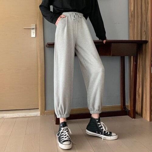 Women High Waist Drawstring Jogging Pants Plus Size Female New Fashion Solid Color Loose Harem Trousers Ladies Casual Pants