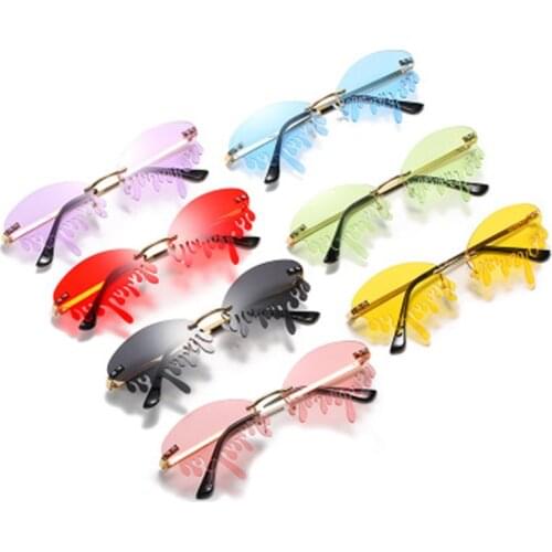 Fashion Rimless Sunglasses Women New Vintage Unique Tears Shape Steampunk Sunglasses Female Gafas Shades UV400 Oculos Feminino