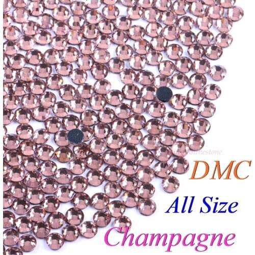 DMC Champagne SS6 SS10 SS16 SS20 SS30 Glass Crystals Hotfix Rhinestone Iron-on Rhinestones Shiny DIY With Glue