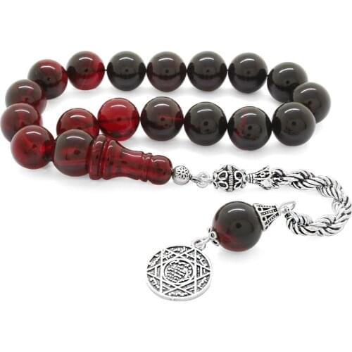 Tesbihane 925 Sterling Silver Rope Tassels Cottage Red Fire Amber Efe Rosary
