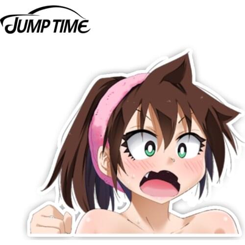 Jump Time 13cm x9cm Car Stickers Amano Megumi wa Sukidarake! PEEK Anime Decal Kawii Sticker Waterproof Auto Motor Decor Graphics