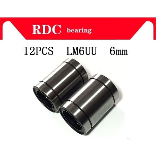 High quality 12 pcs LM6UU 6mm 6mmx12mmx19mm Linear Ball Bearing Bush Bushing CNC 6x12x19 mm factory direct Free Shipping