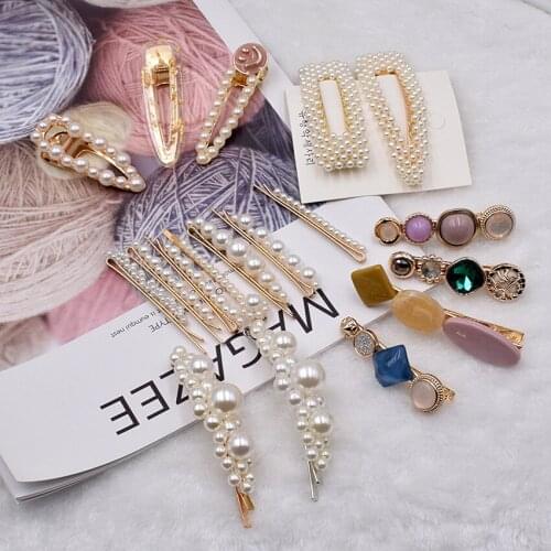 Korean style 2019 Fashion Pearl Hair Clips for Women Barrette Hairpins Trendy Handmade hair accessories girls