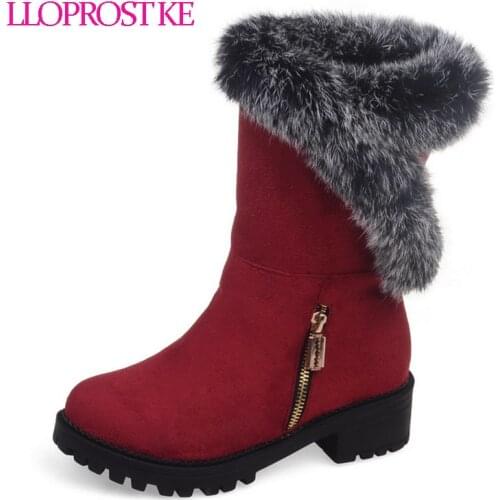 LLoprost KE New comfortable lesure elastic nubuck leather woman snow boots beauty fashion winter shoes women size 30-52 dxj482