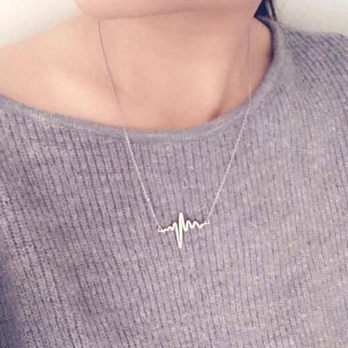 Risul 2021 collier femme heartbeat Necklace women stainless steel charms Origin fashion heart beat necklaces best friend jewelry