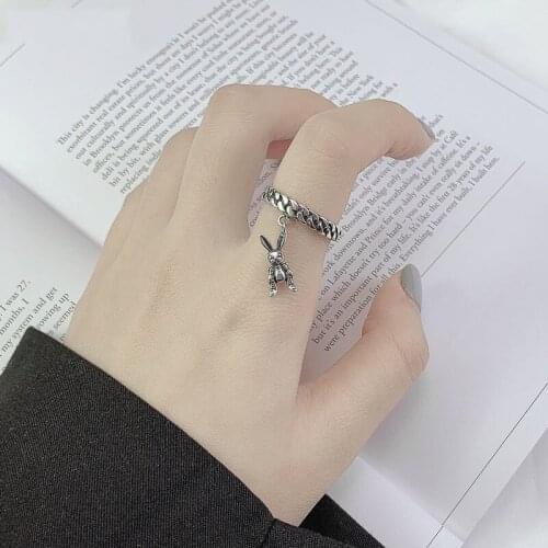 New Arrival 100% 925 Sterling Silver Retro Personality Weaving Rabbit Ring For Women Wholesale Jewelry Never Fade Birthday Gift