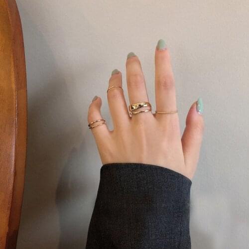 7PCS/Set Punk Gold Wide Chain Rings For Women Girls Fashion Irregular Finger Thin Rings Gift 2021 Female Jewelry Party