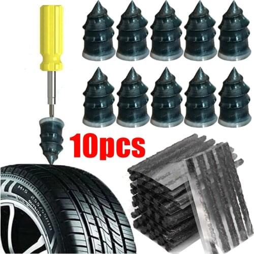 10pcs Rubber Vacuum Tyre Repair Nails / Plug Puncture Repair Strips Seals for Car Trucks Motorcycle Bike Wheel Tire Repair Tool