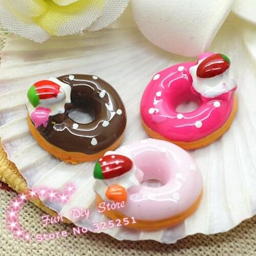 18mm 30PCS Cute Resin imitation Donuts Cabochon| DIY Decoration Supplies