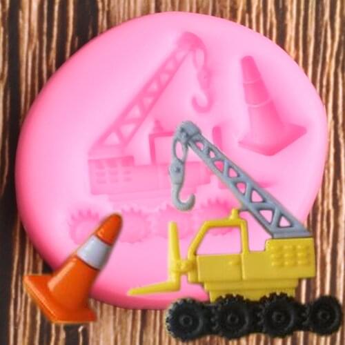 3D Baby Birthday Party Cake Decorating Tools Construction Vehicles Silicone Mold Cupcake Baking Chocolate Fondant Mould