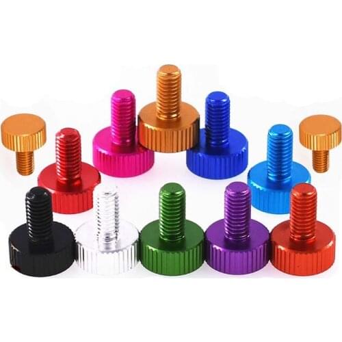 4pcs M5 aluminum alloy adjust handle screws big flat head straight line knurled hand screw desktop P8 main box bolt purple color