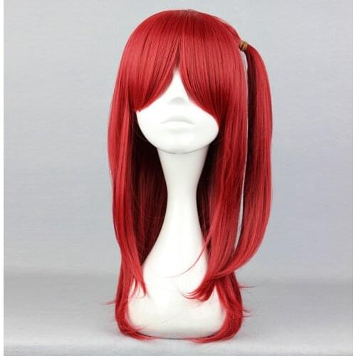 60cm Straight Synthetic Red Cosplay Costume Headwear High Temperature Fiber Hair