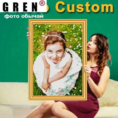 GREN 5D DIY Photo Custom Own Diamond Painting Cross Stitch Kit Full Round Diamond Embroidery Mosaic Art Picture Of Rhinestones