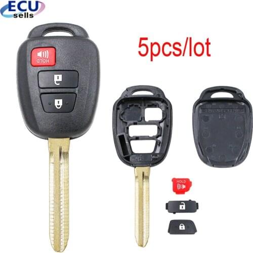 5PCS X 3 Button Cover Fob Key Shell for Toyota Prius C Corolla Yaris Avensis 2013-2015 Toy43 Replace Case