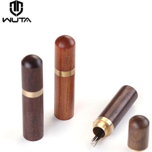 WUTA Sewing Needle Storage Cylinder 1pcs Durable Practical Wood Needles Case Box For Family Use And Leather Tool
