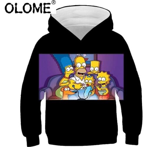 Homer Marge Bart Lisa 3D Children Hoodies Cartoon Printed Kids Sweatshirt OLOME Hip Hop Boys and Girls Streetwear Teens Hoodies