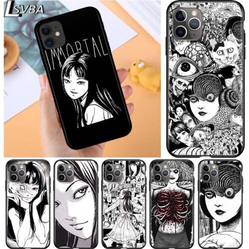 Junji Ito Tees Horror for Apple iPhone 12 Pro Max Mini 11 Pro XS Max X XR 6S 6 7 8 Plus 5S SE2020 Soft Black Phone Case