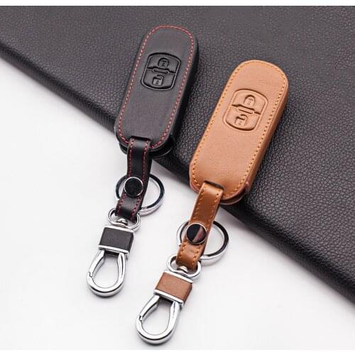 Functional Leather Car Remote Key Case Cover For Mazda 2 3 6 Atenza Axela Demio CX-5 CX5 CX-3 CX7 CX-9 2015 - 2019 Accessories